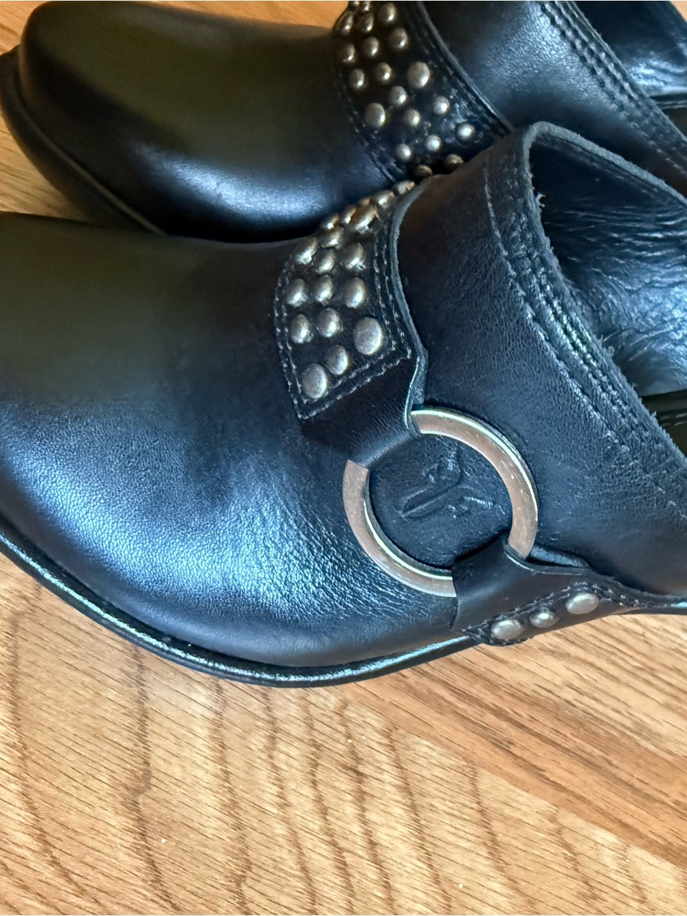 Frye Black Studded Leather Mule Clogs - Picture 2 of 7